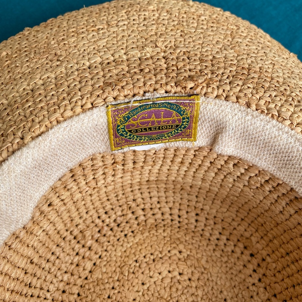 Scala Sun Hat Wide-Brimmed Summer Tan Crocheted Raffia - Picture 3 of 3